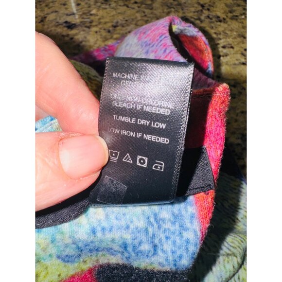 Ali Miles Multicolor Abstract Print 3/4 Sleeve Knit Top S Artsy Casual Money - Picture 8 of 8